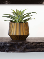 Plantenbak Capi Nature Groove Goud Ø16×13 cm Plantenbak Capi Nature Groove Goud Ø16×13 cm