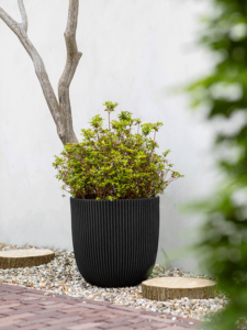 Plantenbak Capi Nature Groove NL Zwart Ø35×34 cm