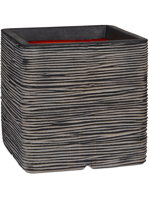 Capi - Kunststof Plantenbak - Capi Nature Rib NL Antraciet 30x30x30 cm - Plantenpot - Bloembak - Bloempot - Voor Buiten